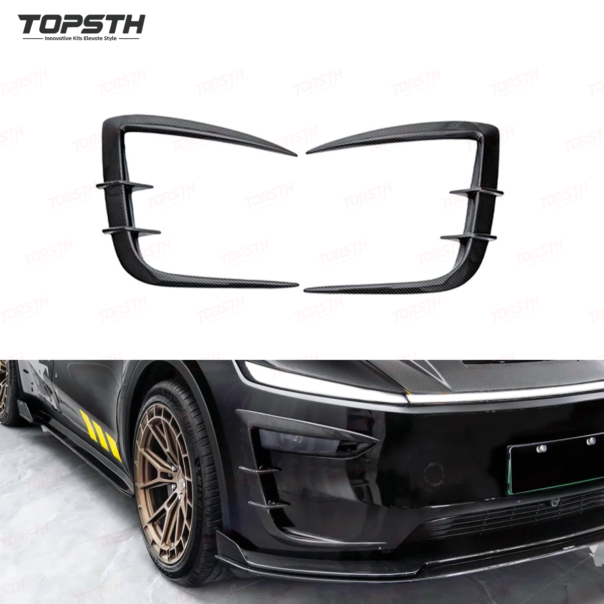 CM Design Carbon Fiber Bumper Splitters for Tesla Model Y Juniper 2025+