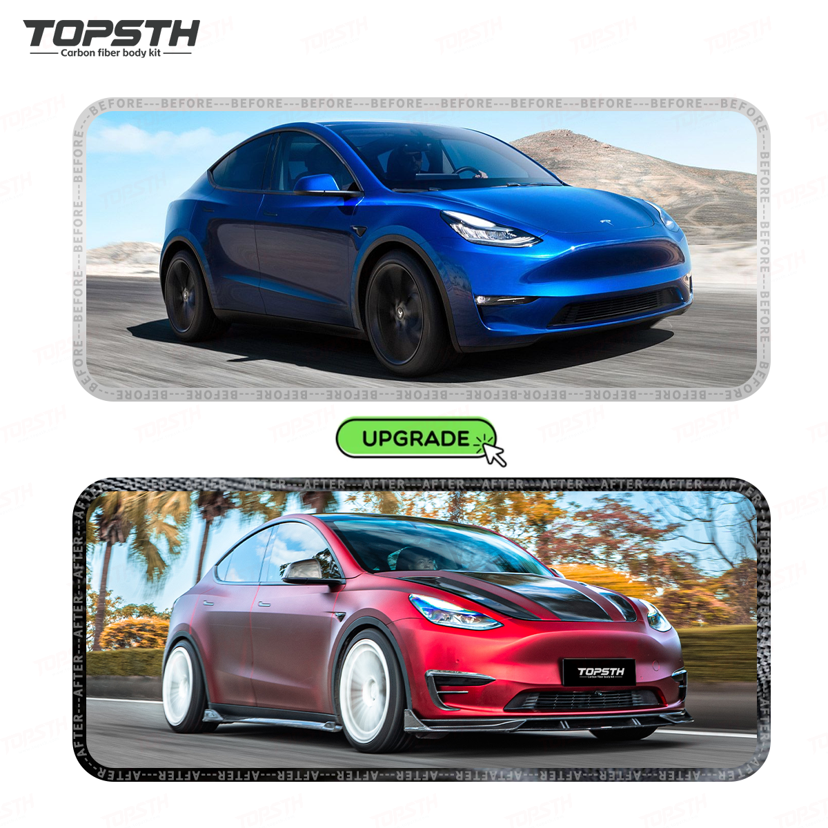 Dry Carbon Fiber Body Kit for Tesla Model Y 2021-2024 Full Exterior Upgrade Kit