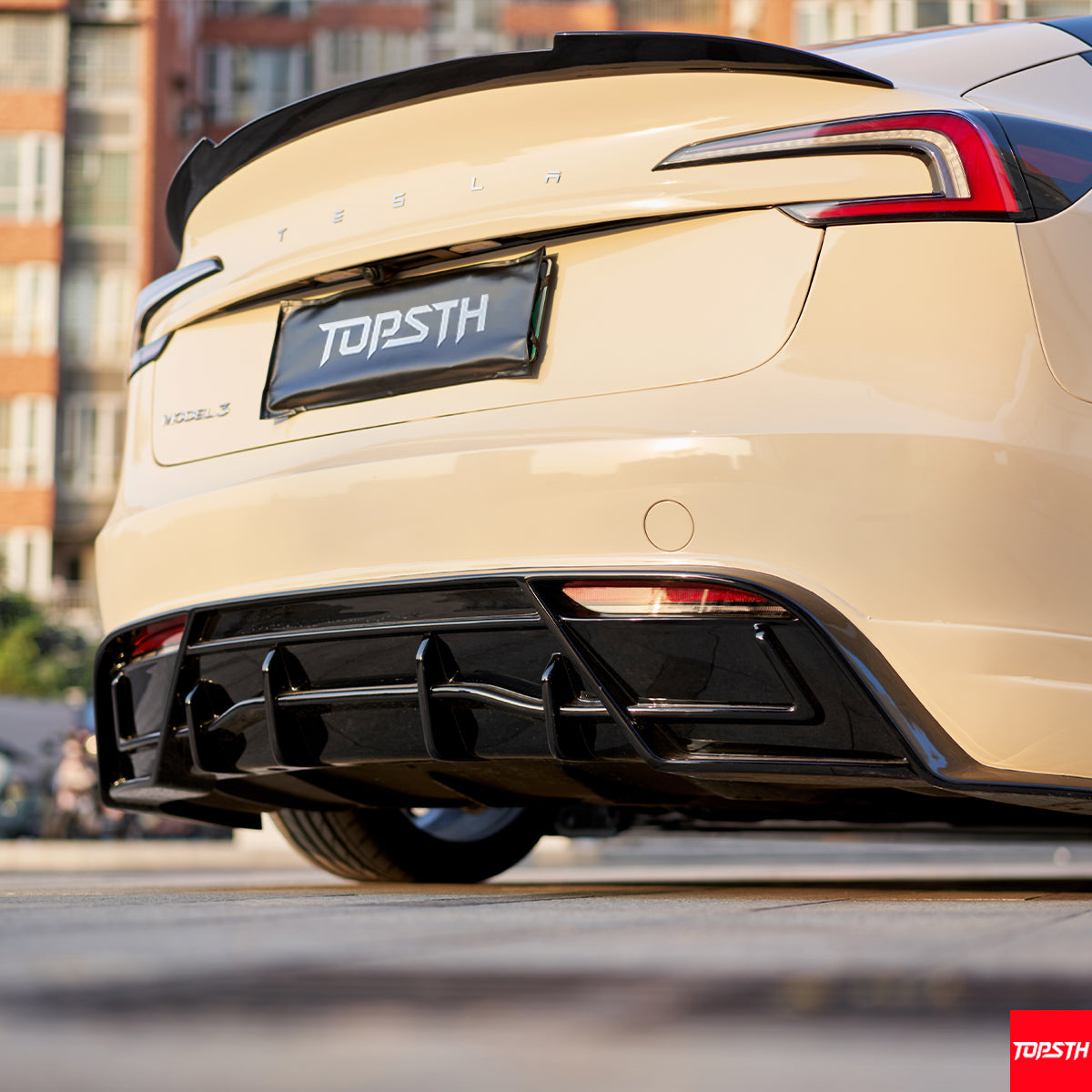 Tesla Model 3 (2024+) TOPSTH Design PP Injection-Molded Body Kit - Front Lip, Side Skirts, Rear Diffuser in Multiple Finishes