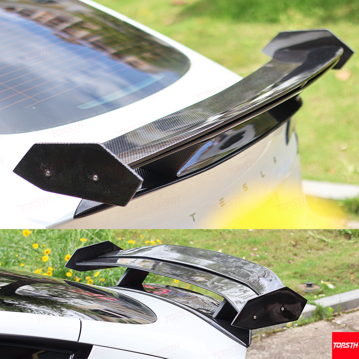 Tesla Model Y Kofferraumspoiler aus Kohlefaser – Hacker-Stil
