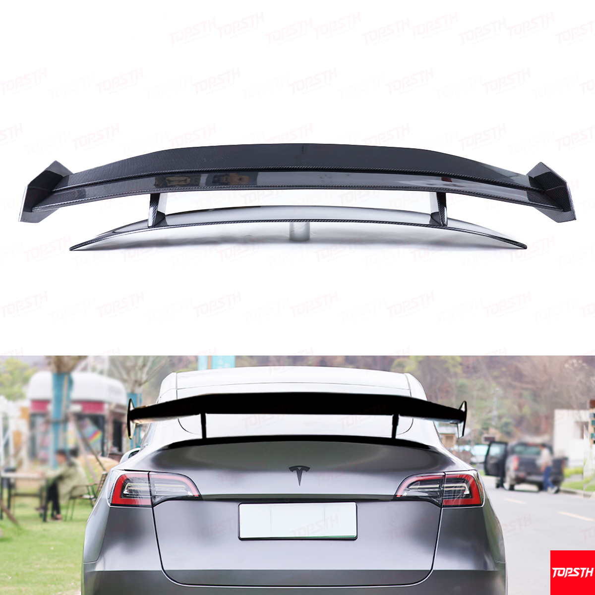 Tesla Model Y Kofferraumspoiler aus Kohlefaser – Hacker-Stil