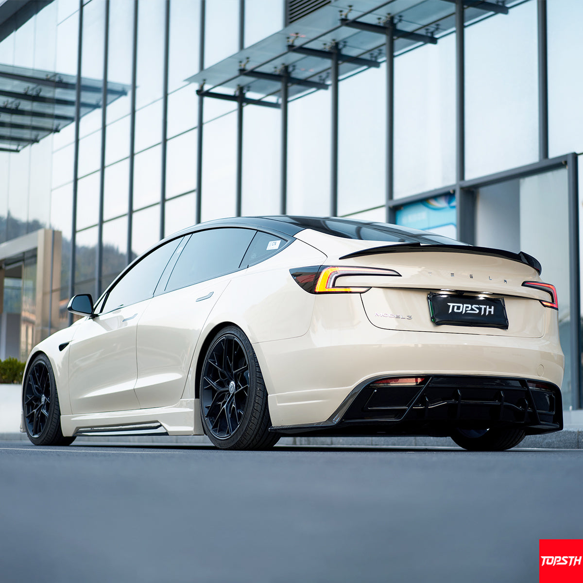 Tesla Model 3 (2024+) TOPSTH Design PP Injection-Molded Body Kit - Front Lip, Side Skirts, Rear Diffuser in Multiple Finishes