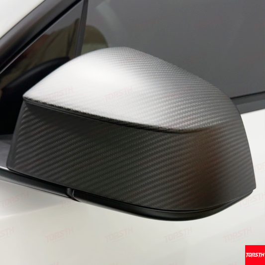 TOPSTH Design Model Y Juniper Dry Carbon Fiber Rearview Mirror Covers - Overlay Installation