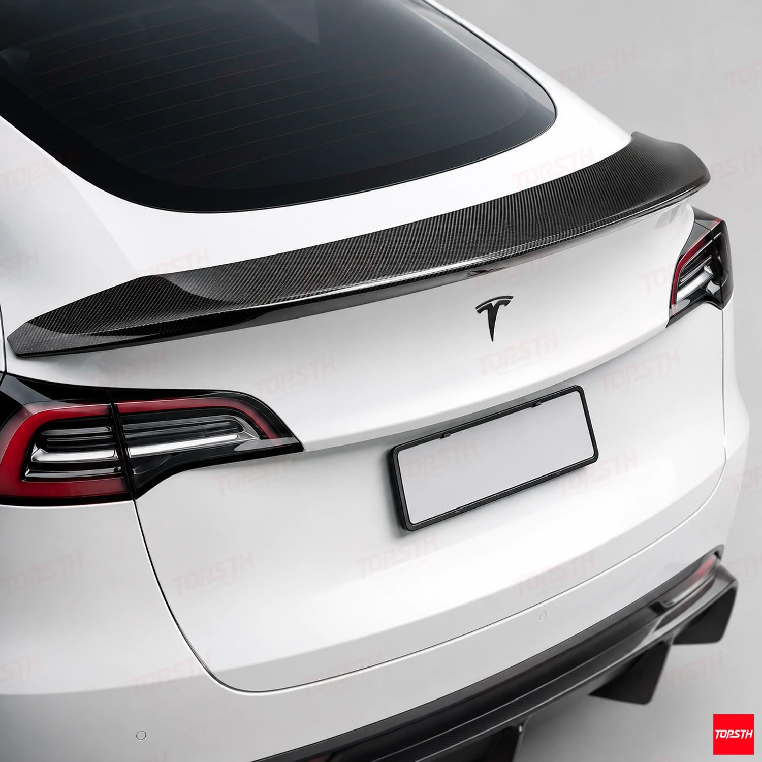 2016-2023 Tesla Model 3 V style Carbon fiber Spoiler full spoiler close-up by TOPSTH