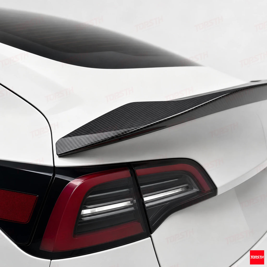 2016-2023 Tesla Model 3 V style Carbon fiber Spoiler spoiler side end detail by TOPSTH