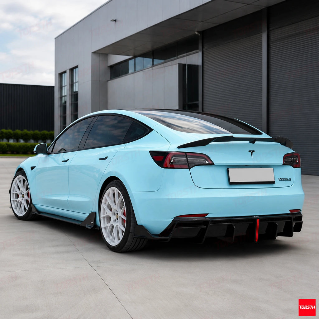 2016-2023 Tesla Model 3 VTEN Style ABS Body kit rear 3-quarter full vehicle view by TOPSTH