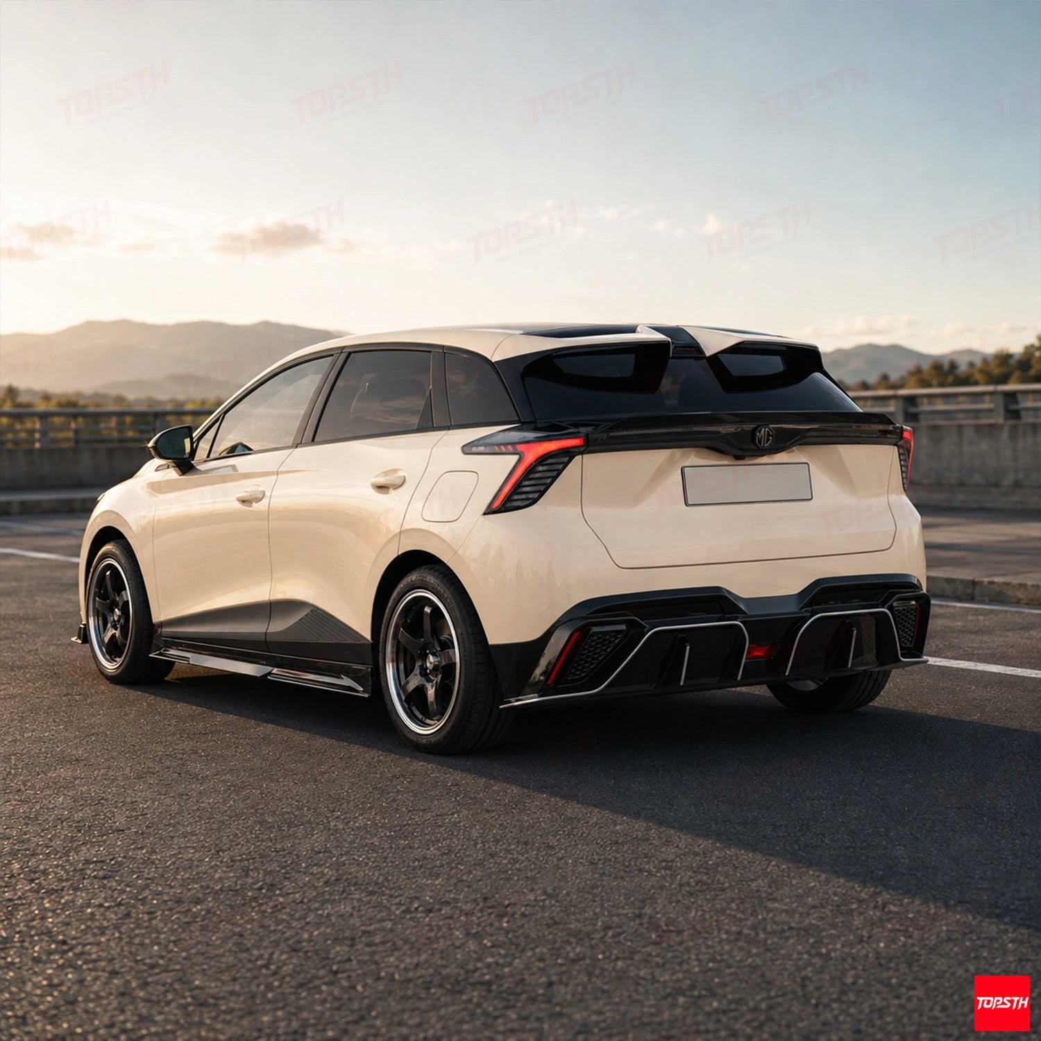 TB Style ABS Body Kit for 2022-2025 MG4 EV Mulan ELECTRIC, Rear 3 Quarter View by TOPSTH.