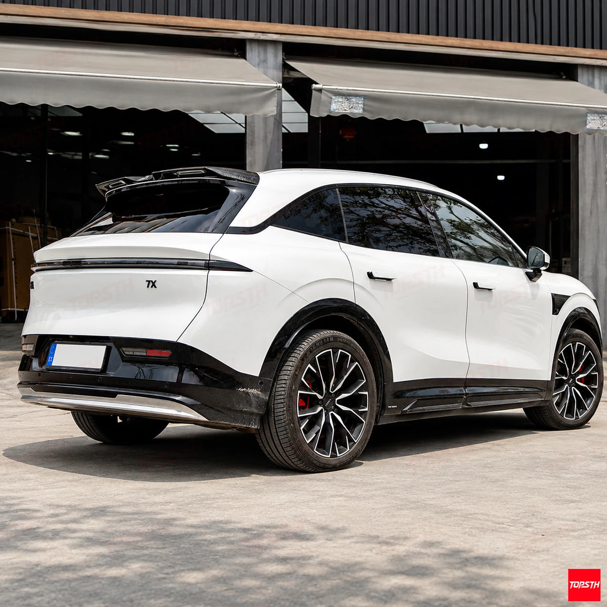 2024-2025 Zeekr 7X MC Style ABS Spoiler rear 3-quarter full vehicle hero view by TOPSTH