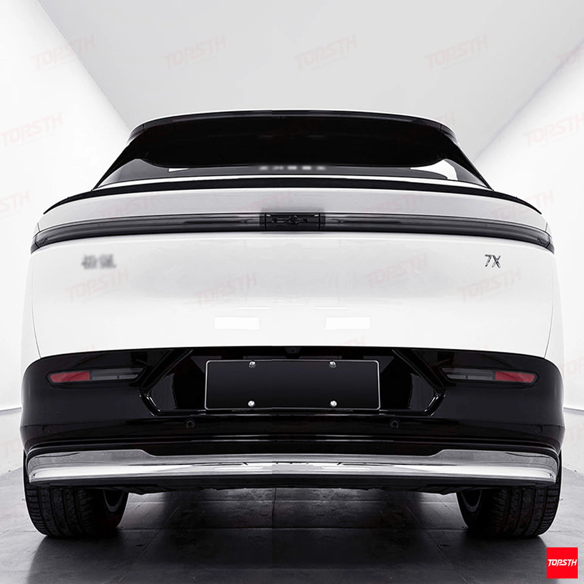 2024-2025 Zeekr 7X TOPSTH Style Carbon Fiber Spoiler straight rear full vehicle view by TOPSTH