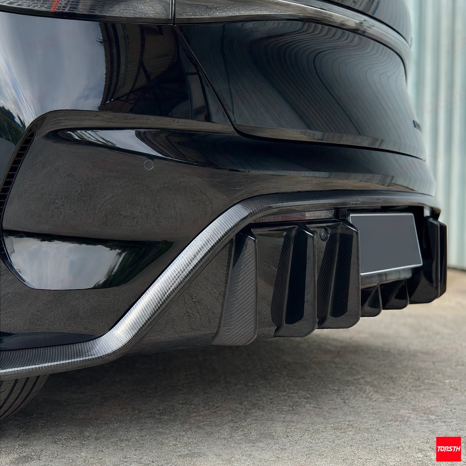 2024+ BDY Seal EV/Sedan KAZON Style Dry Carbon Fiber Body Kit rear diffuser detail by TOPSTH