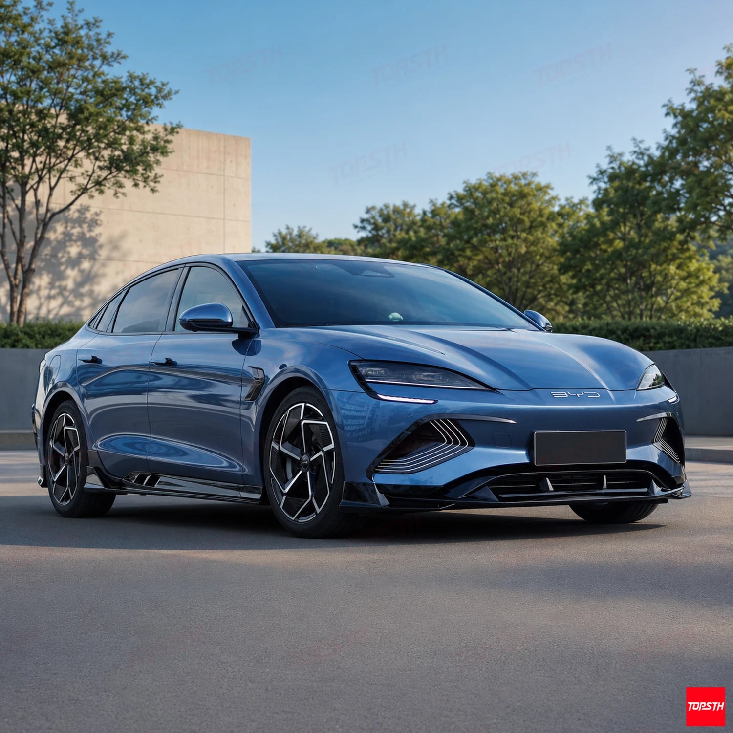 2024+ BYD Seal EV/Sedan DC Style ABS Body Kit front 3-quarter full vehicle view by TOPSTH