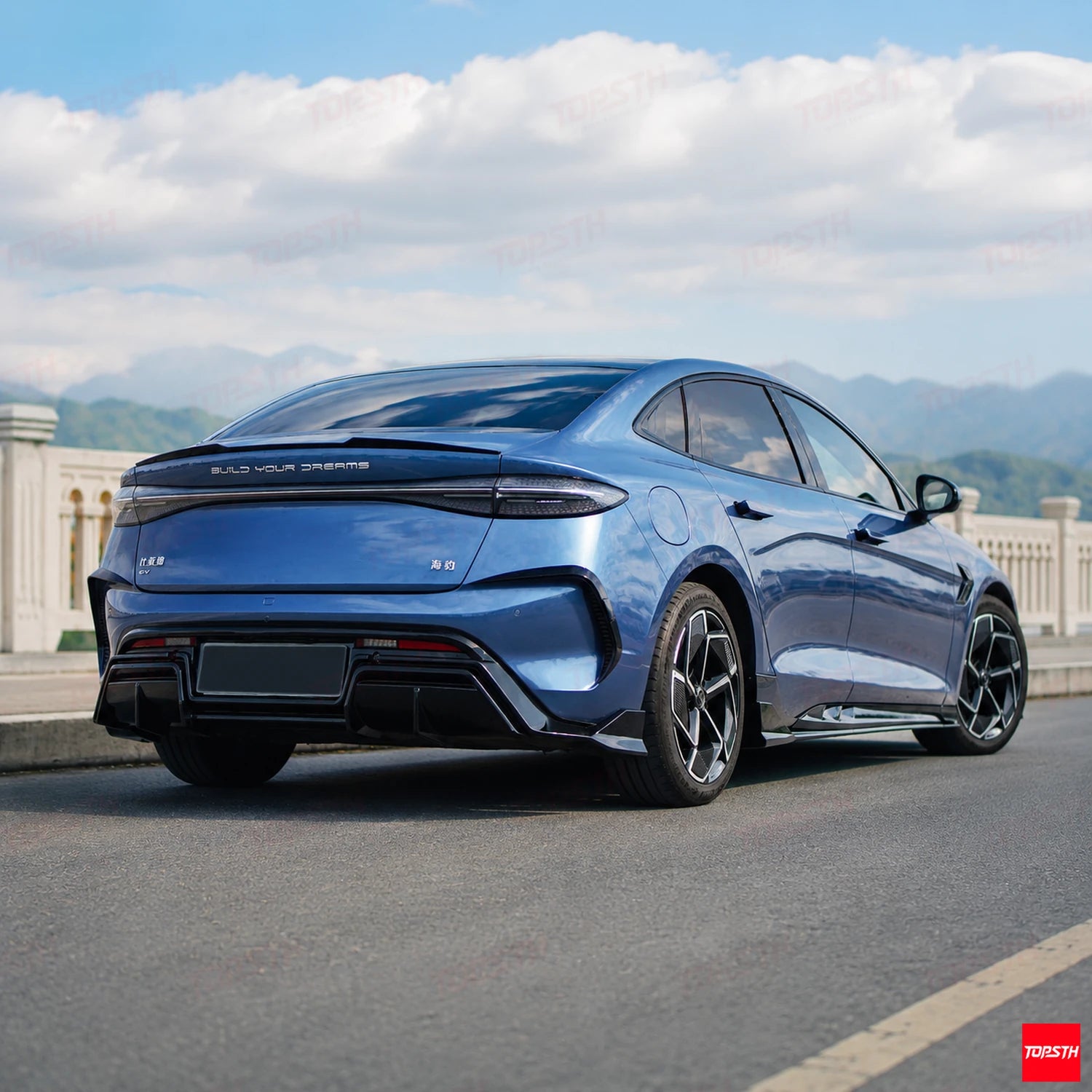 2024+ BYD Seal EV/Sedan DC Style ABS Body Kit rear 3-quarter full vehicle view by TOPSTH