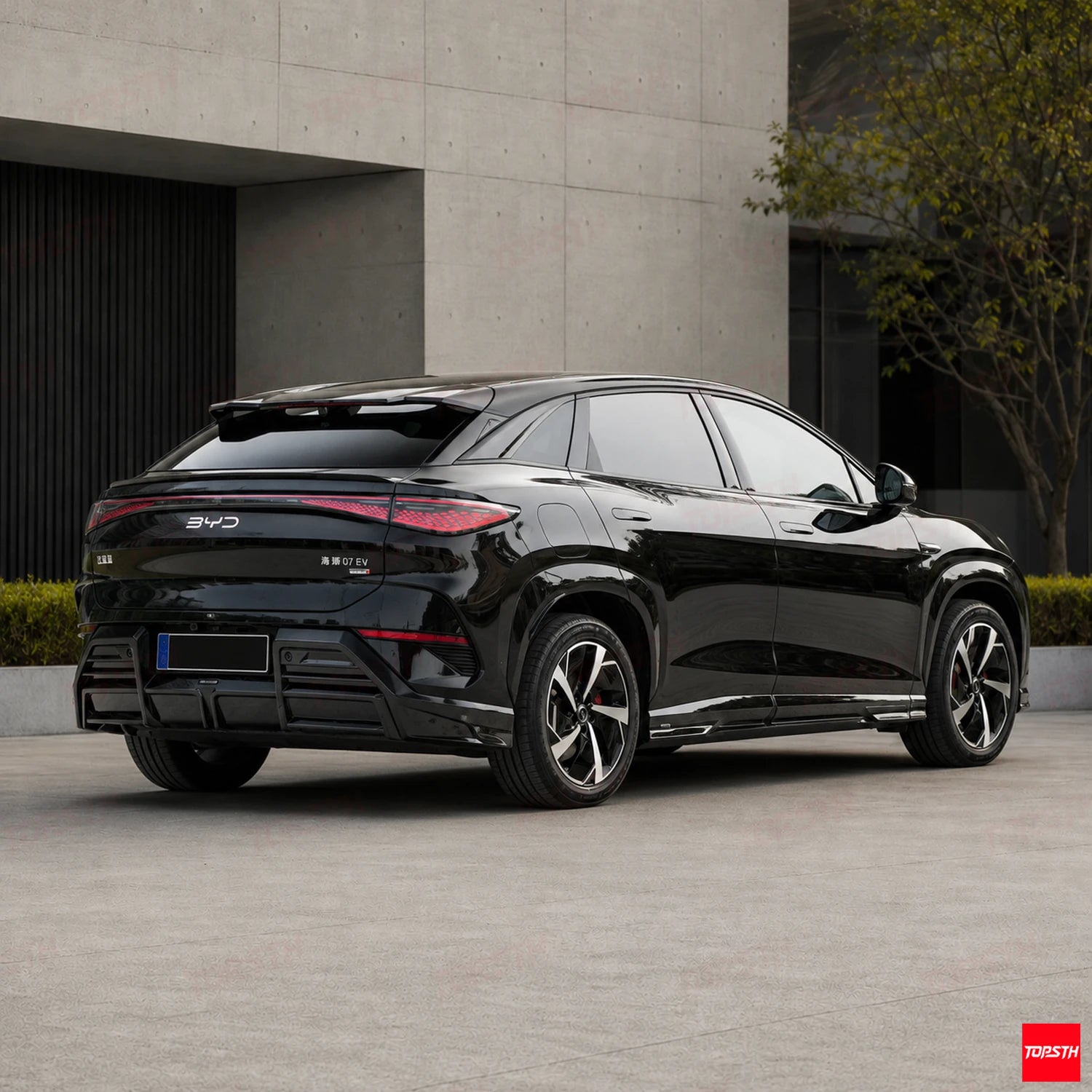 2025+ BYD Sealion 7 EV BSKT Style ABS Body Kit rear 3-quarter full vehicle view by TOPSTH