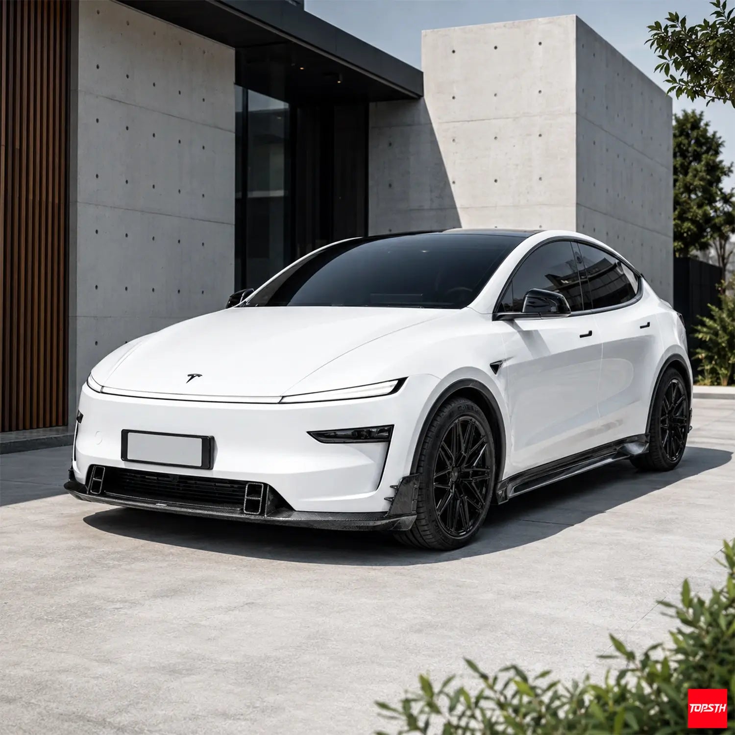 CMST GEN1 Style Carbon Fiber Body Kit for 2025+ Tesla YL/YYY, Front 3 Quarter View by TOPSTH.