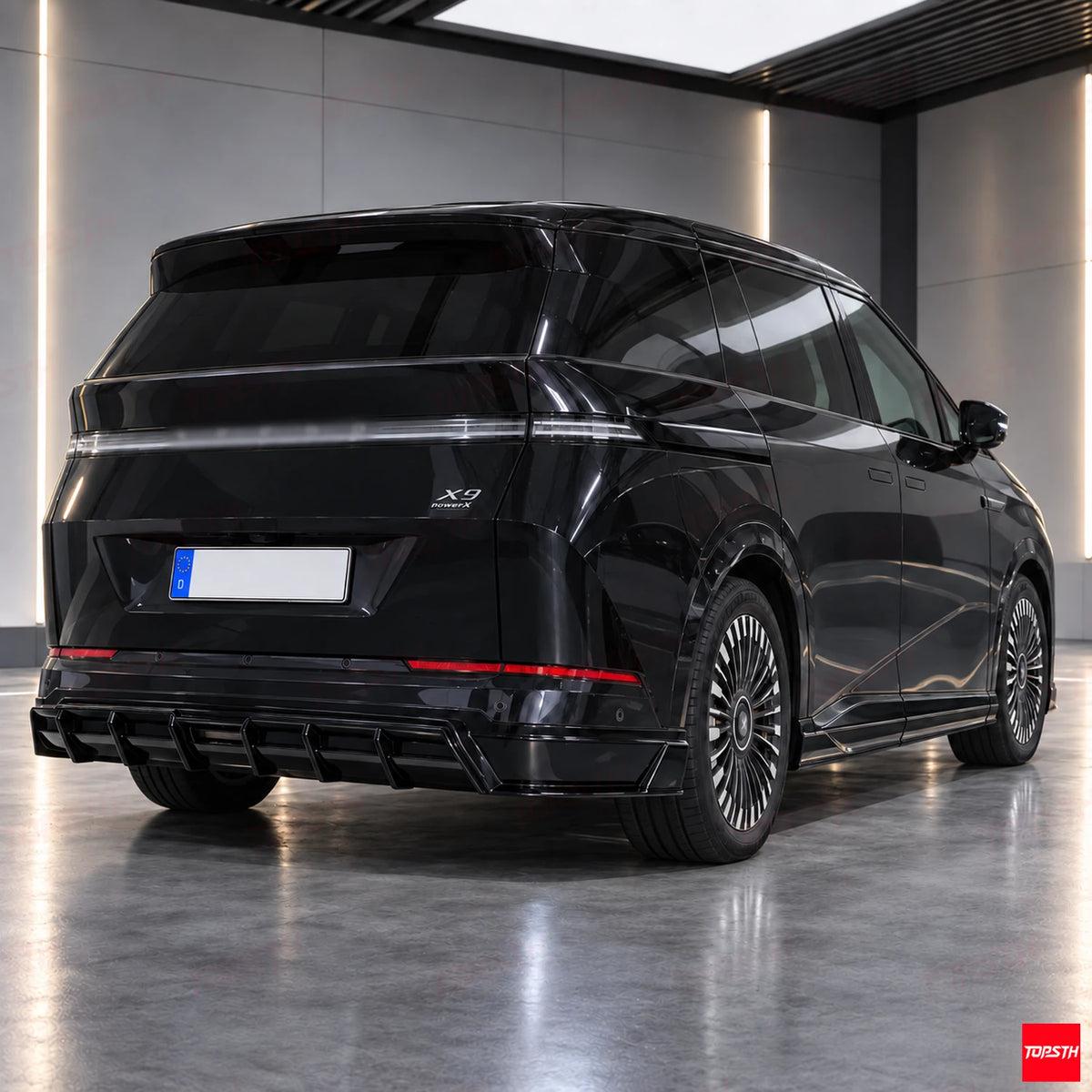 2025+ Xpeng X9 TOPSTH Style ABS Body Kit rear 3-quarter full vehicle view by TOPSTH