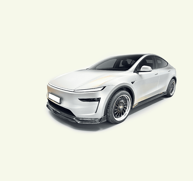 White electric car on a white background