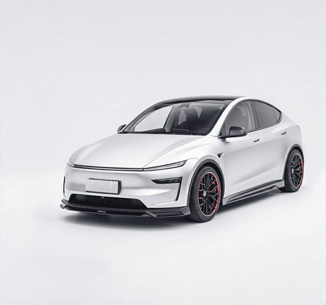 White electric car on a light gray background