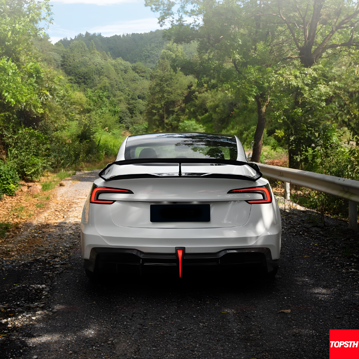 Tesla Model 3 (2024+) Carbon Fiber Hacker Style V2 Rear Wing Spoiler Spoiler