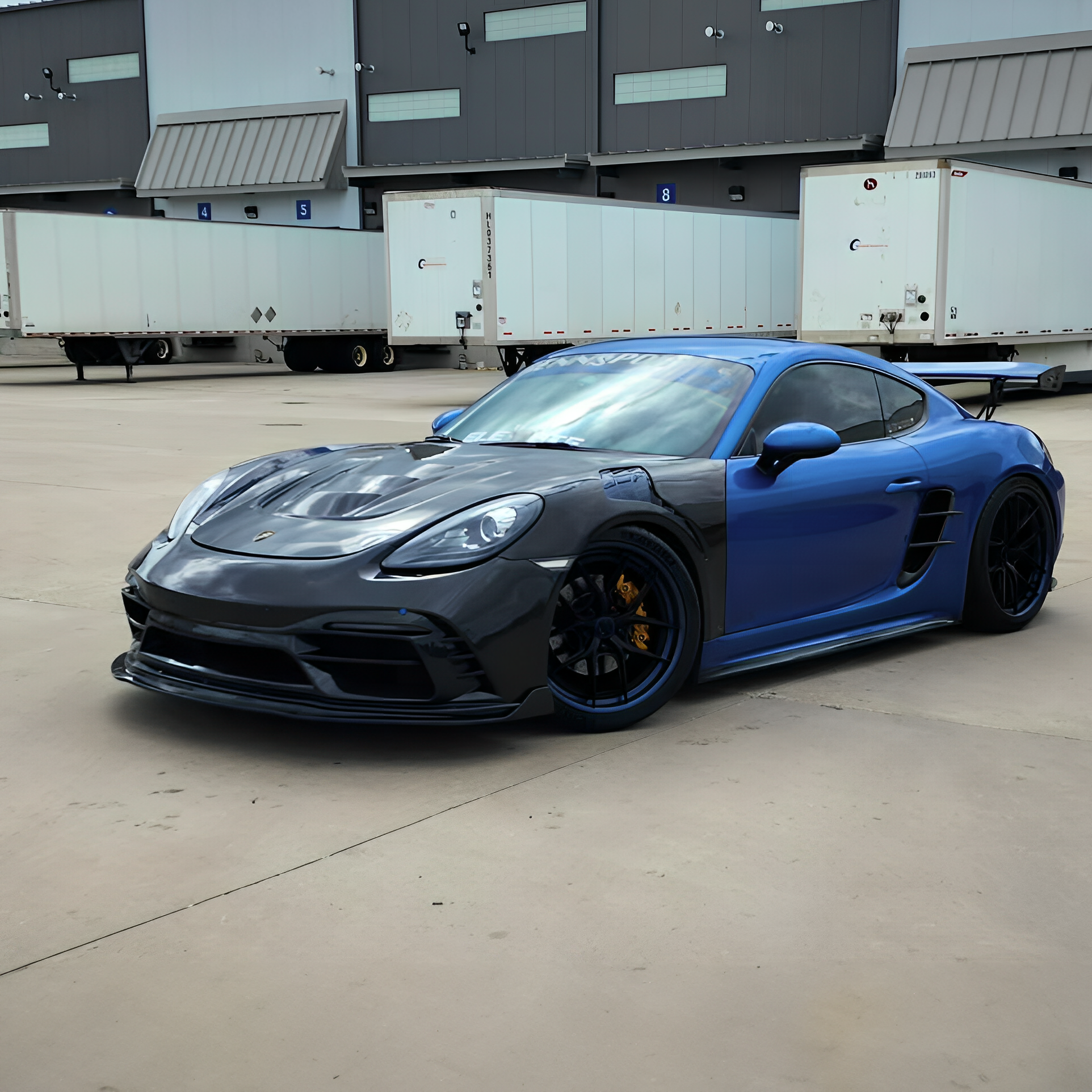 Porsche TAKD V2 Pre-Preg Carbonfaser-Frontstoßstange und Splitter für 718 Cayman &amp; Boxter 