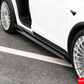 Close-up showing the installed YOFER Design side skirt extension on the side of the Tesla Model X.