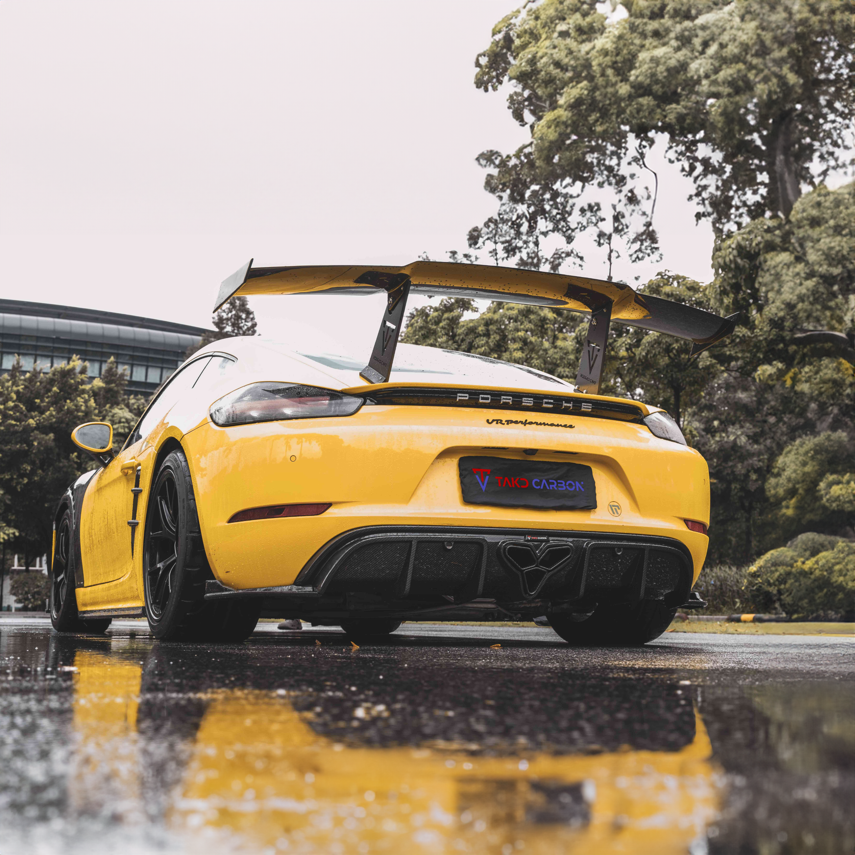 Porsche TAKD V1 Pre-Pregged Carbon Fiber Rear Spoiler for 718 Cayman & Boxster (2017+)