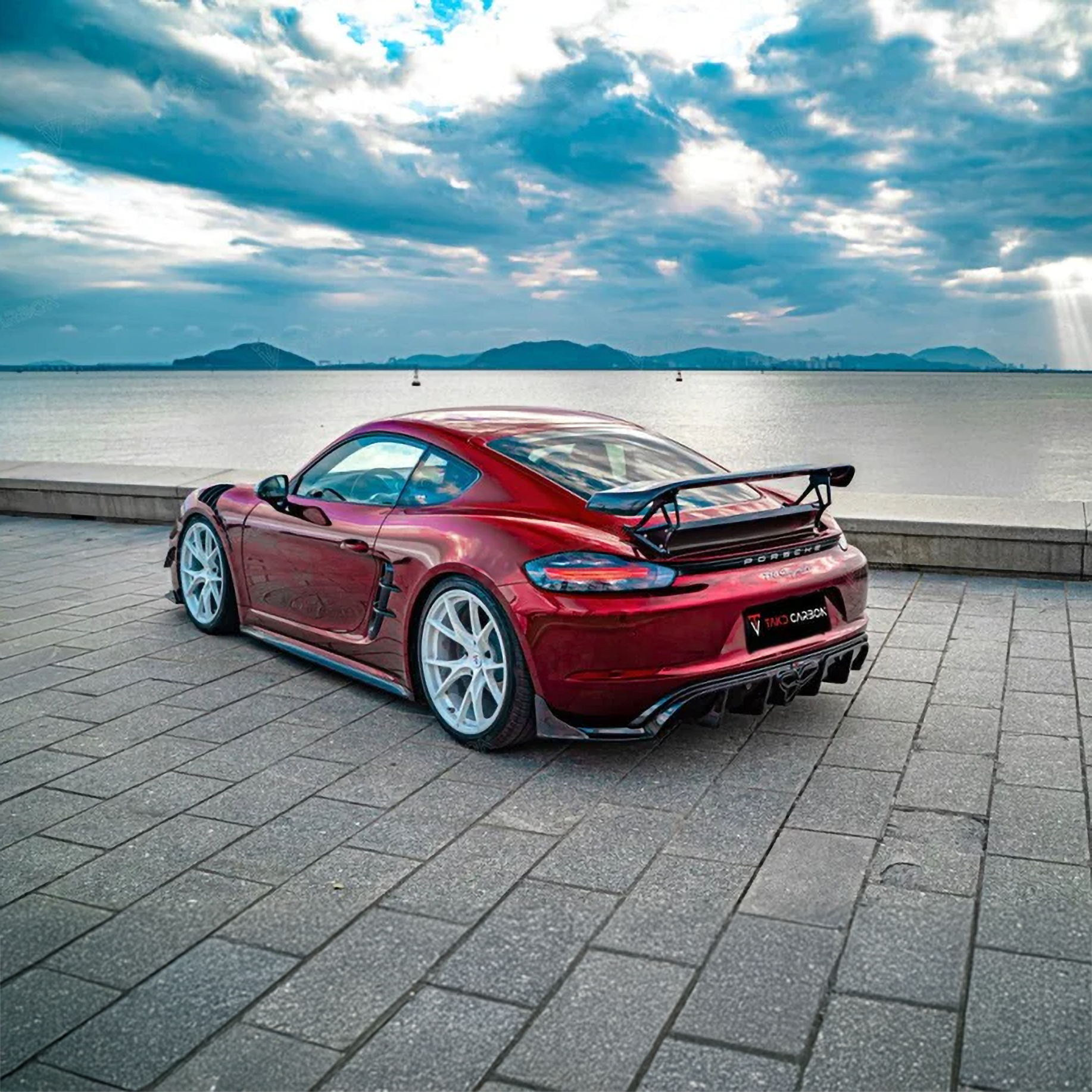 Porsche TAKD V2 Pre-Pregged Carbon Fiber Rear Spoiler for 718 Cayman & Boxster (2017+)