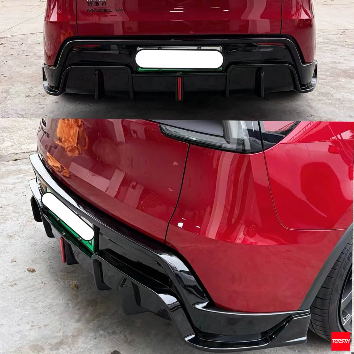 TOPSTH Xtan Style ABS Body Kit for 2025+ Telsa YL/YYY, Rear Diffuser Detail.