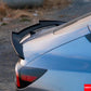 Close-up detail of the black ABS rear trunk spoiler wing for the 2024+ Tesla Model 3 Highland.