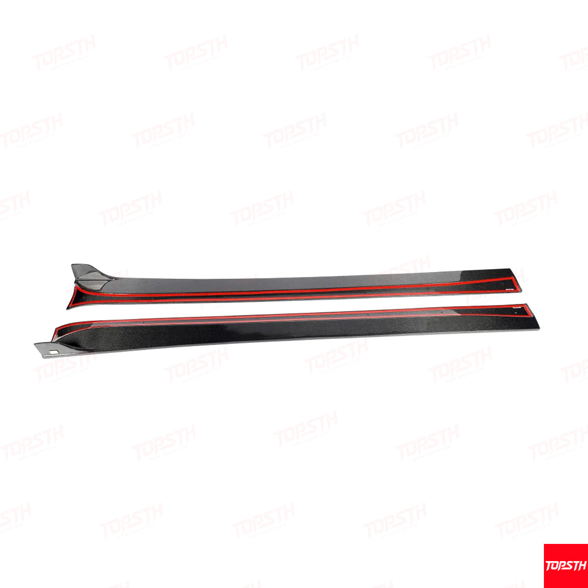 Carbon Fiber EL Design Front Lip Component Product Image, Featuring Applied Red 3M Tape Details.