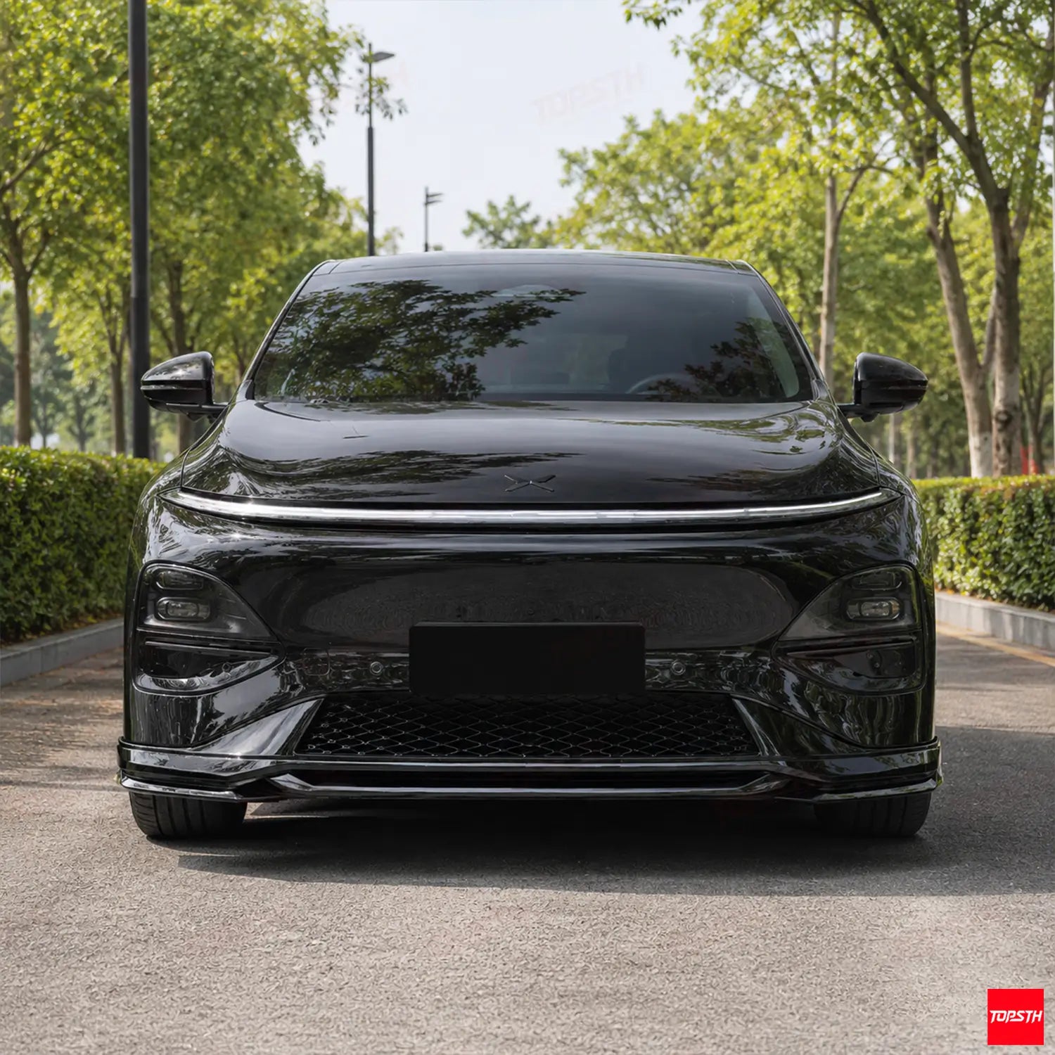 XPeng G6 gloss black front lip installed
