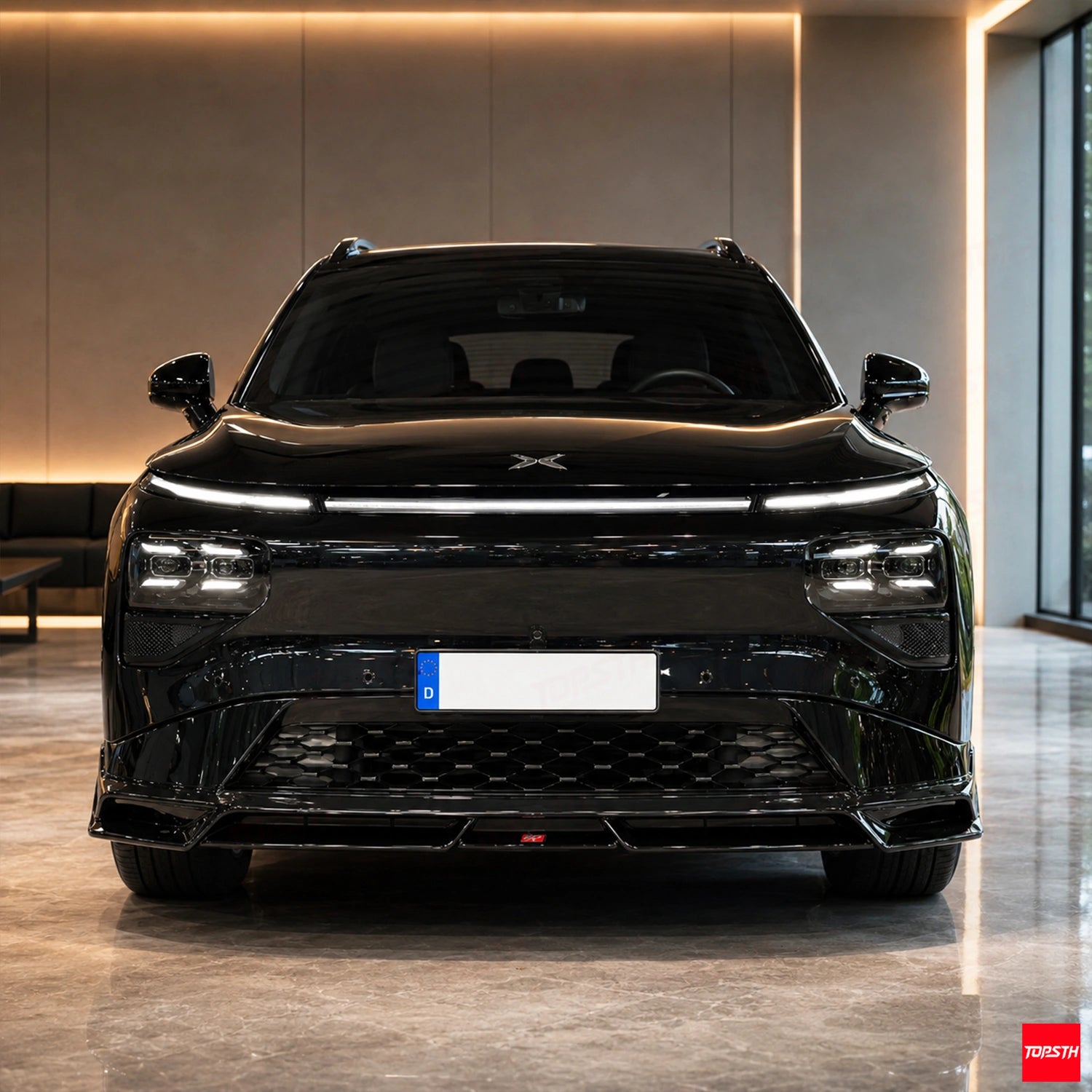 TOPSTH YG Style ABS Body Kit for 2025+ XPeng G9, Front Lip Close Up.