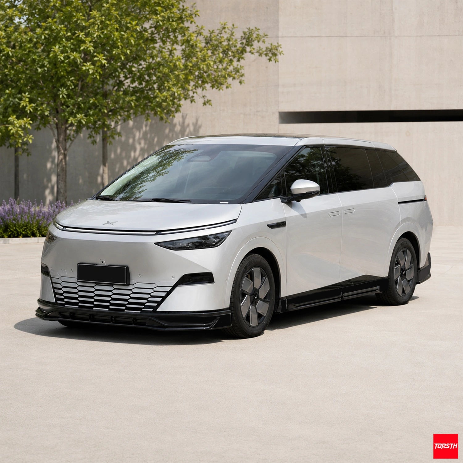 TOPSTH Interstellar YG Style ABS Body Kit for 2024 XPeng X9, Front 3 Quarter View.