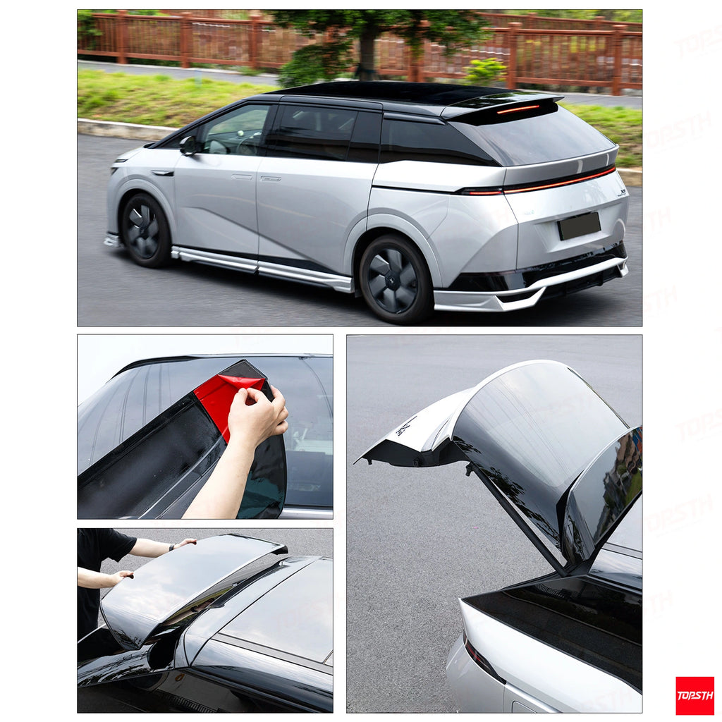 TOPSTH SP Style ABS Rear Spoiler for 2024+ XPeng X9, Side Profile.