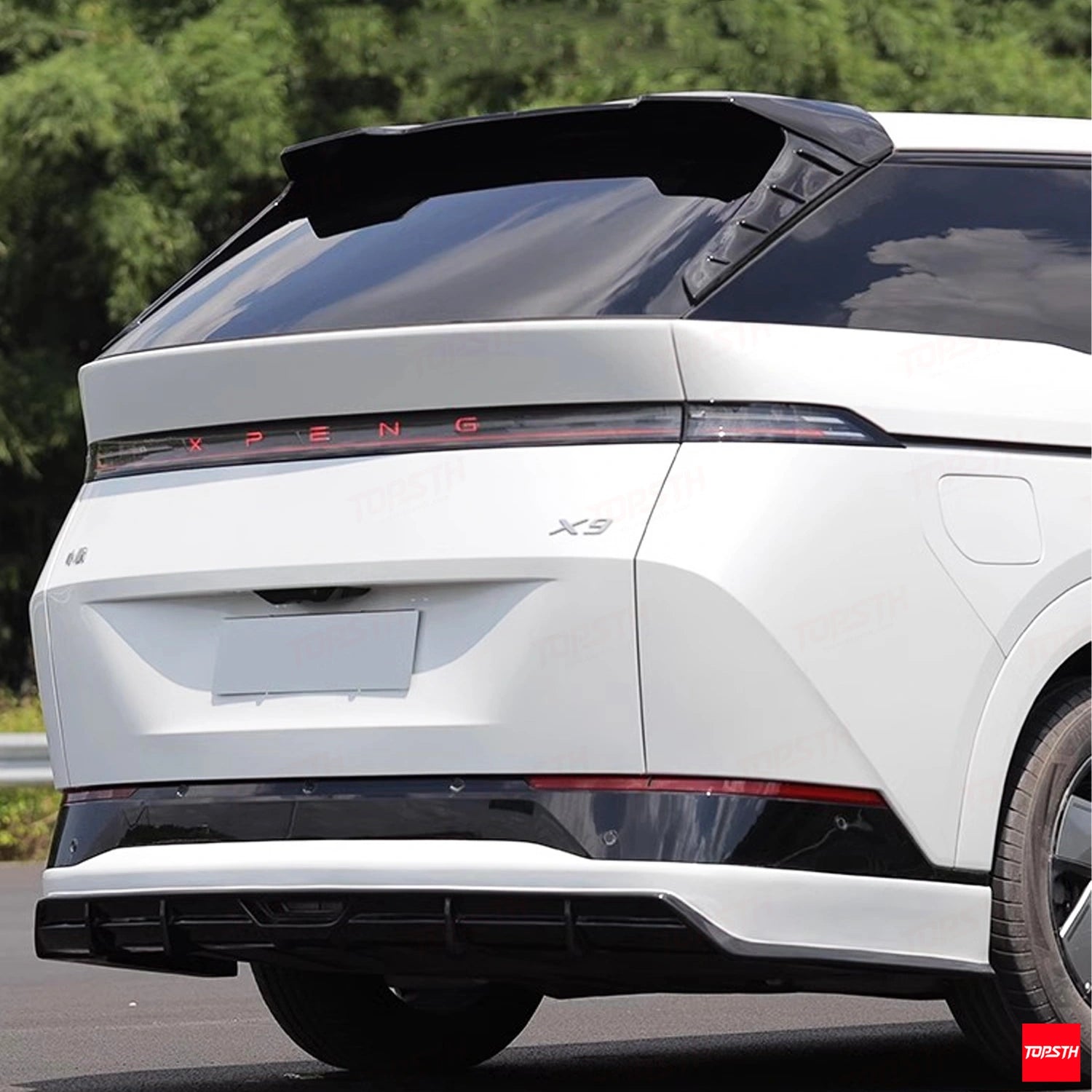 TOPSTH YG Style ABS Rear Spoiler for 2024+ XPeng X9, Rear View.